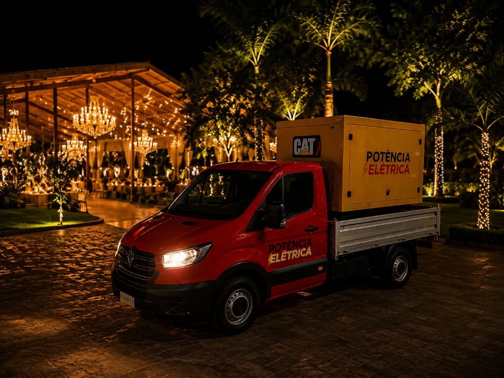 Gerador Potência Elétrica em evento noturno